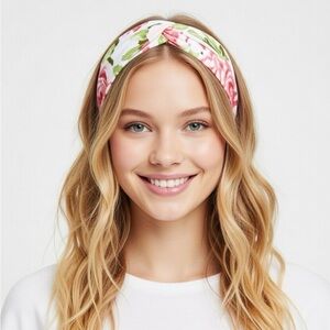 PINK & WHITE ROSE TWISTED HEADWRAP